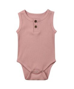 Sleeveless ribbed bodysuit in pink